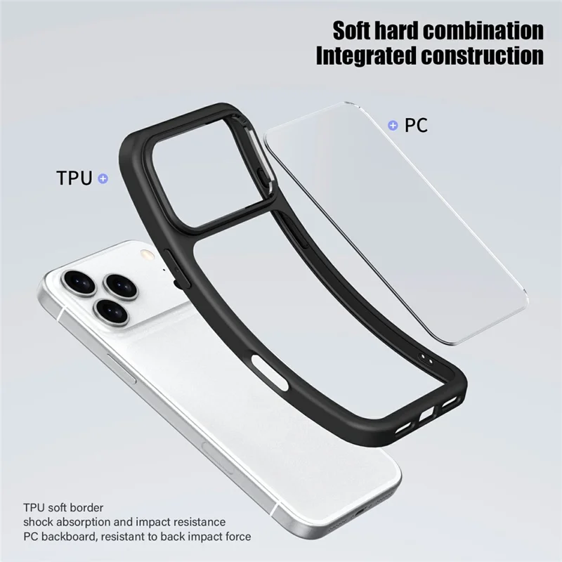 For iPhone 17 Pro Magnetic Case Hard PC + Soft TPU Shockproof Phone Cover Compatible with MagSafe - Black