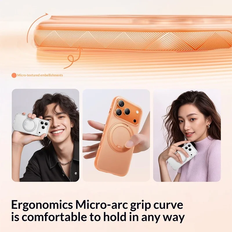 SMARTDEVIL For iPhone 17 Pro Case Stress Relief Rotating Kickstand TPU PC Magnetic Phone Cover Compatible with MagSafe - Orange