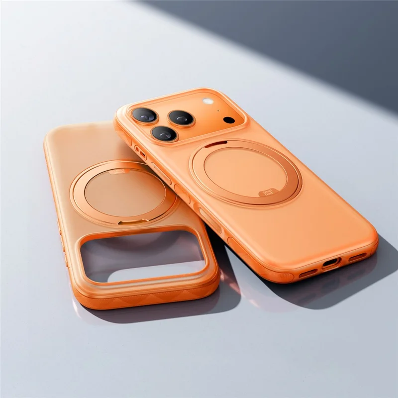 SMARTDEVIL For iPhone 17 Pro Max Case Stress Relief Rotating Kickstand TPU PC Magnetic Phone Cover Compatible with MagSafe - Orange