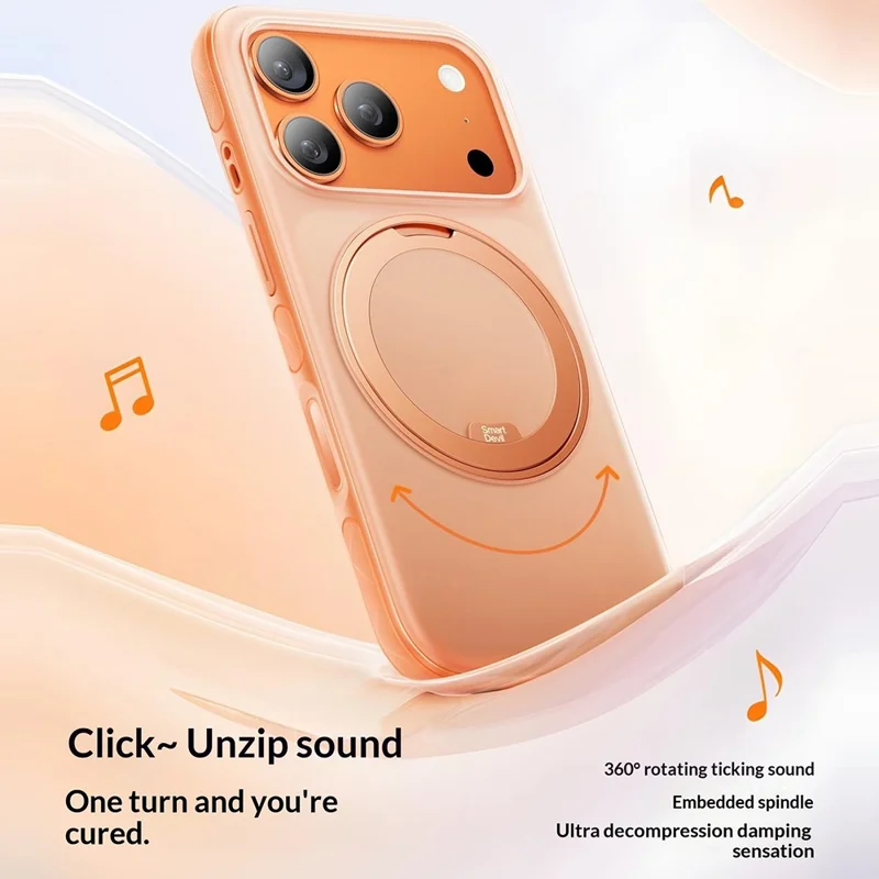 SMARTDEVIL For iPhone 17 Pro Max Case Stress Relief Rotating Kickstand TPU PC Magnetic Phone Cover Compatible with MagSafe - Orange