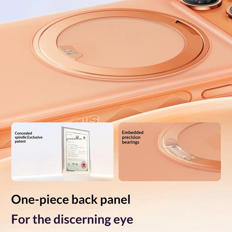 SMARTDEVIL For iPhone 17 Pro Max Case Stress Relief Rotating Kickstand TPU PC Magnetic Phone Cover Compatible with MagSafe - Orange