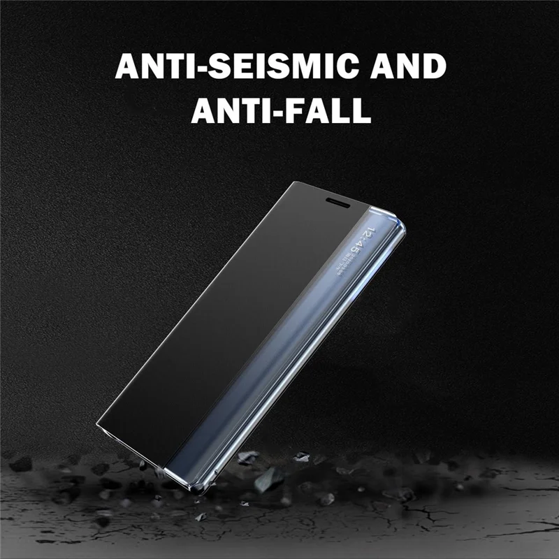 For Samsung Galaxy S23+ Side View Window Phone Shell Foldable Stand PU Leather Protective Cover - Sapphire