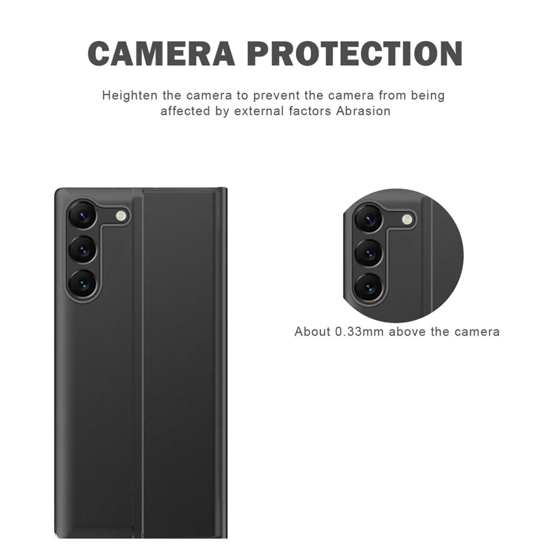 For Samsung Galaxy S23+ Side View Window Phone Shell Foldable Stand PU Leather Protective Cover - Sapphire