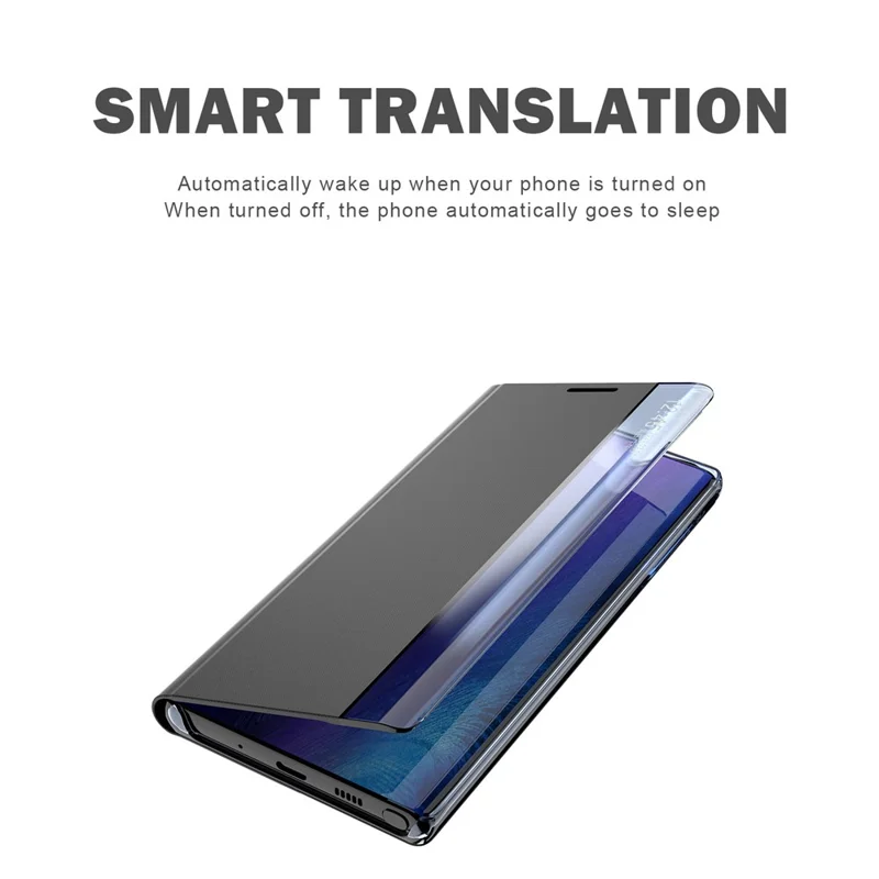 For Samsung Galaxy S23+ Side View Window Phone Shell Foldable Stand PU Leather Protective Cover - Sapphire