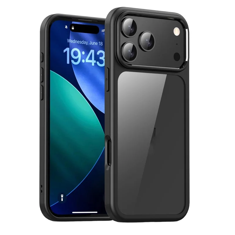 For iPhone 17 Pro Case Shockproof Slim Hard PC+Soft TPU Phone Cover - Black