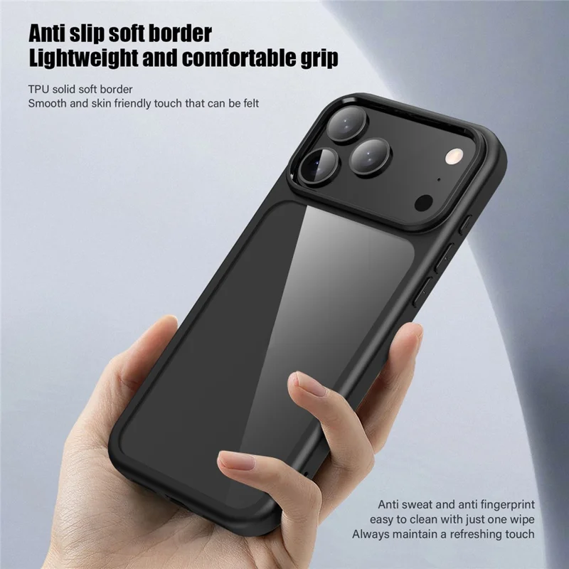 For iPhone 17 Pro Max Case Shockproof Slim Hard PC+Soft TPU Phone Cover - Black