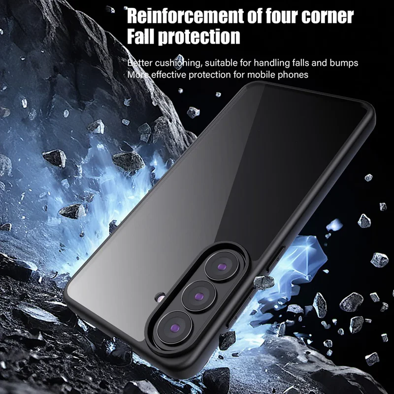 For Samsung Galaxy S26+ Case Shockproof Slim Hard PC+Soft TPU Phone Cover - Black