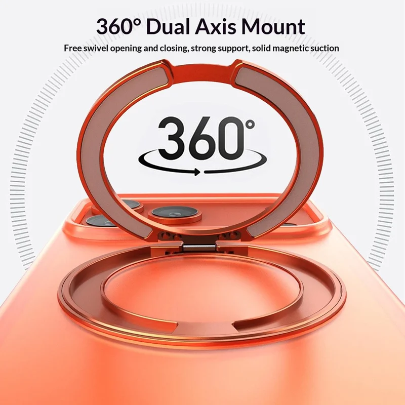 For iPhone 17 Pro Max Magnetic Case TPU PC Rotating Kickstand Phone Cover Compatible with MagSafe - Orange