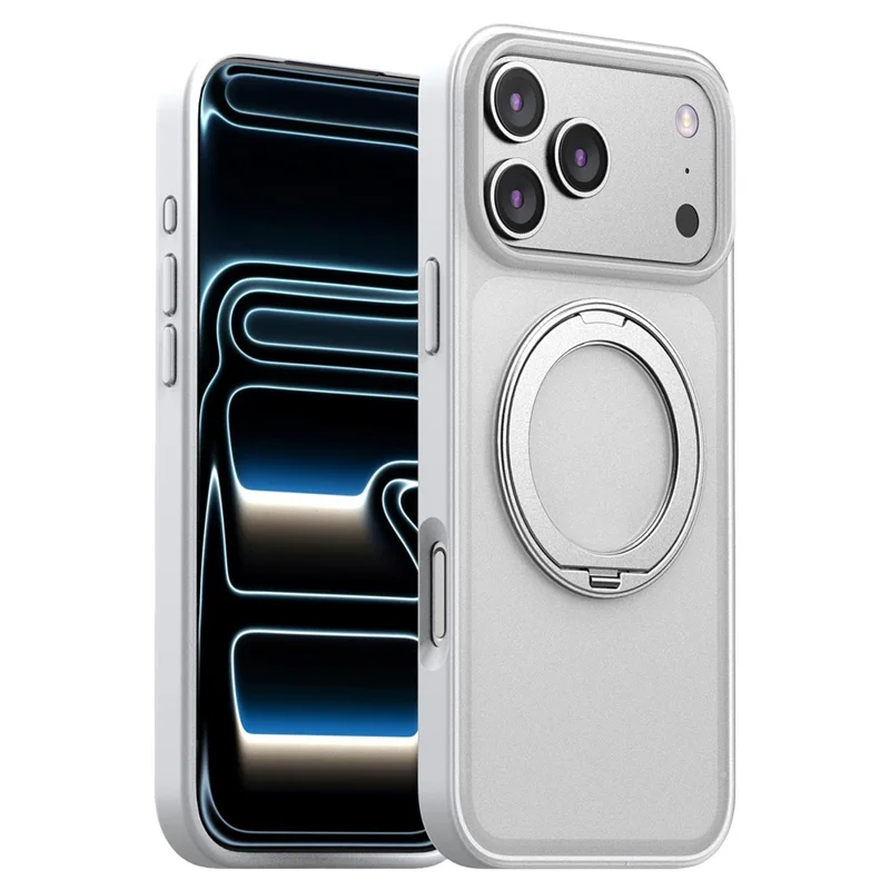 Bulk Purchasing For iPhone 17 Pro Case TPU PC Rotating Kickstand Magnetic Phone Cover Compatible with MagSafe - White