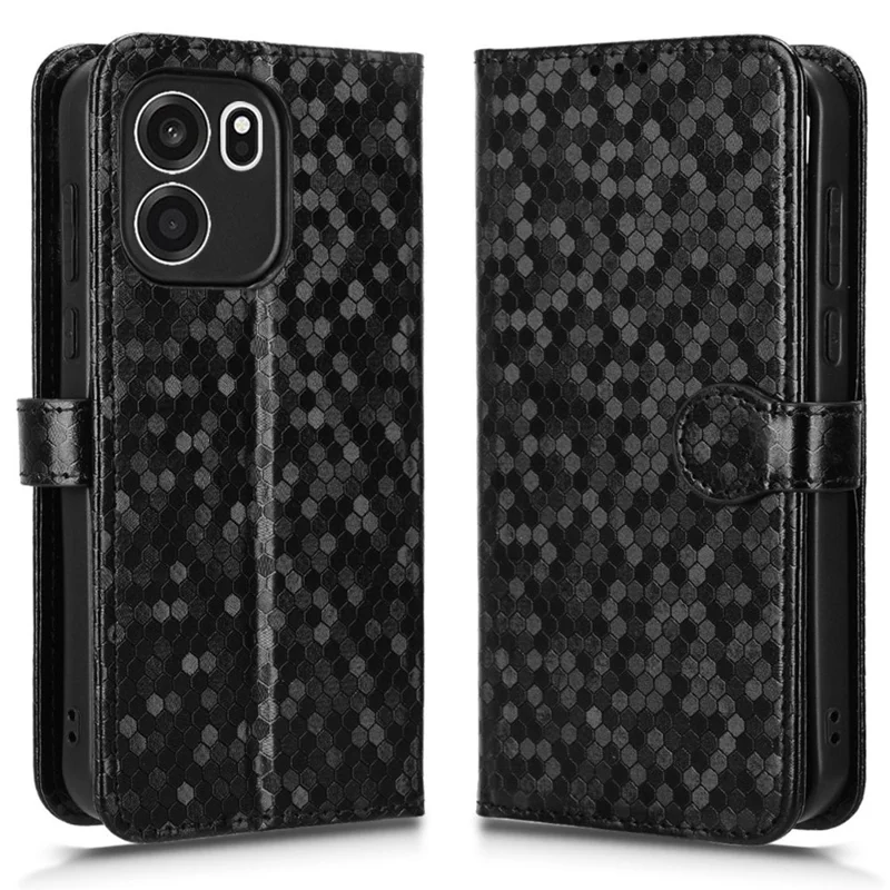 Etui portfelowe z wzorem kropek do OnePlus Turbo 6V 5G, pokrowiec z imitacji skóry PU z paskiem na nadgarstek – czarny