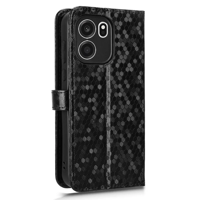 Etui portfelowe z wzorem kropek do OnePlus Turbo 6V 5G, pokrowiec z imitacji skóry PU z paskiem na nadgarstek – czarny