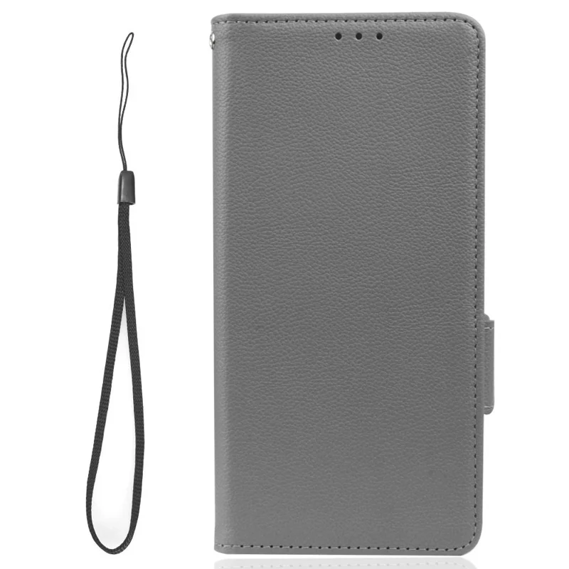 For Xiaomi Redmi Note 12 Pro+ 5G / Redmi Note 12 Explorer 5G Litchi Texture PU Leather Wallet Case Magnetic Closure Folio Stand Phone Cover with Strap - Grey