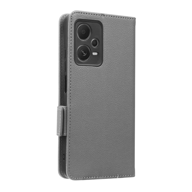 For Xiaomi Redmi Note 12 Pro+ 5G / Redmi Note 12 Explorer 5G Litchi Texture PU Leather Wallet Case Magnetic Closure Folio Stand Phone Cover with Strap - Grey