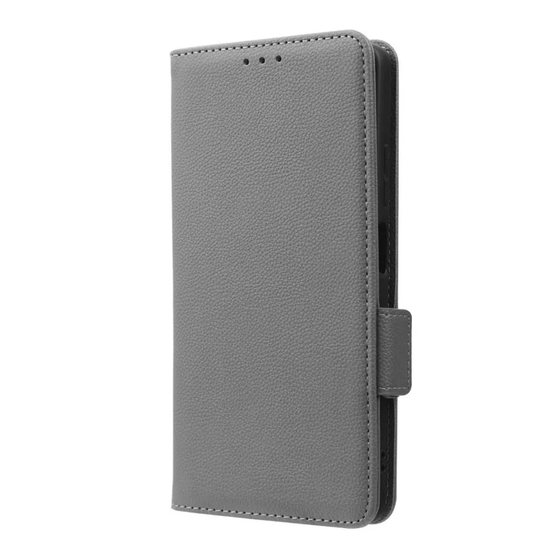 For Xiaomi Redmi Note 12 Pro+ 5G / Redmi Note 12 Explorer 5G Litchi Texture PU Leather Wallet Case Magnetic Closure Folio Stand Phone Cover with Strap - Grey