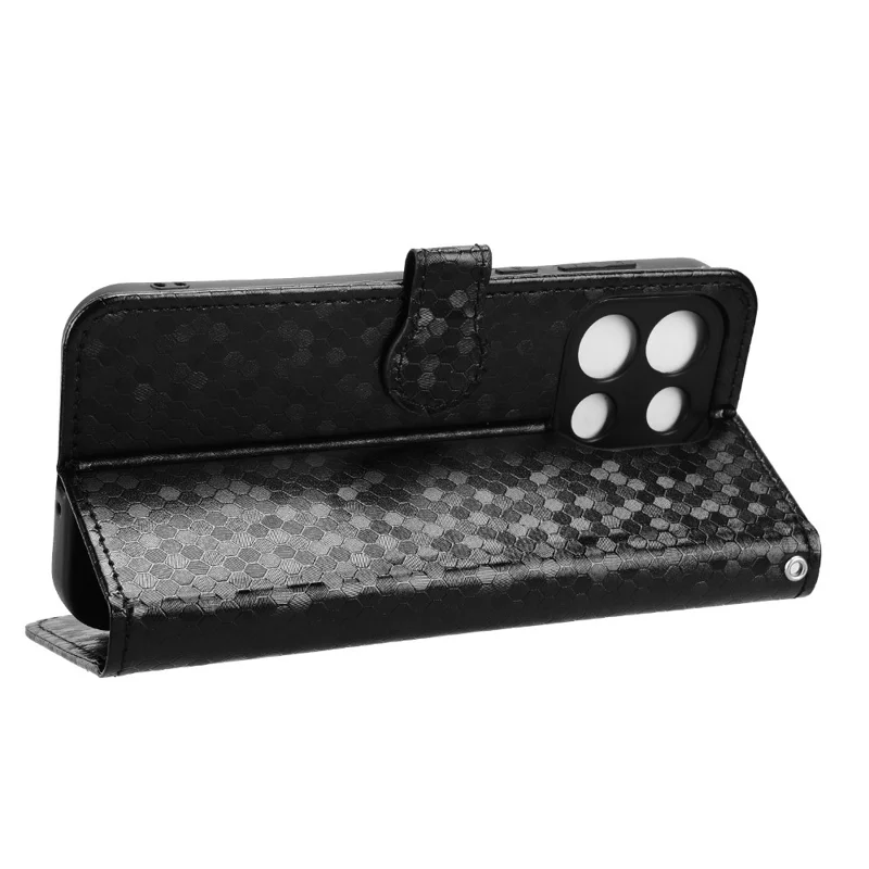 Funda tipo cartera para OnePlus Turbo 6 5G con patrón de puntos, funda de cuero PU con correa de muñeca - Negro