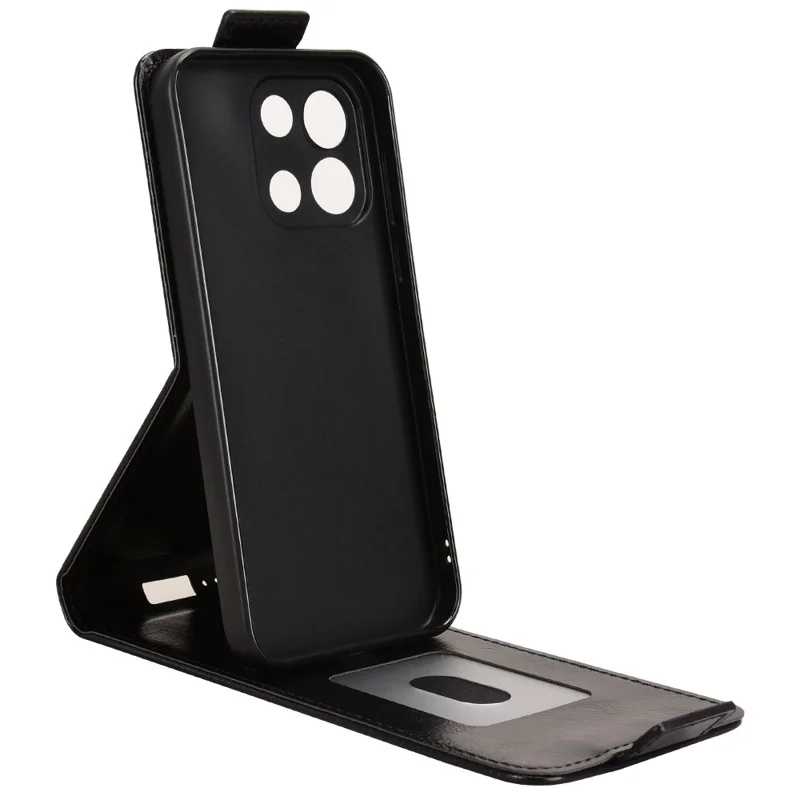 For OnePlus Turbo 6 5G Stand Case Magnetic Clasp Vertical Flip Leather Phone Cover with Card Holder - Black