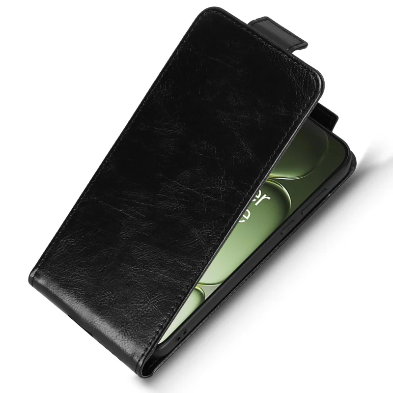 For OnePlus Turbo 6 5G Stand Case Magnetic Clasp Vertical Flip Leather Phone Cover with Card Holder - Black