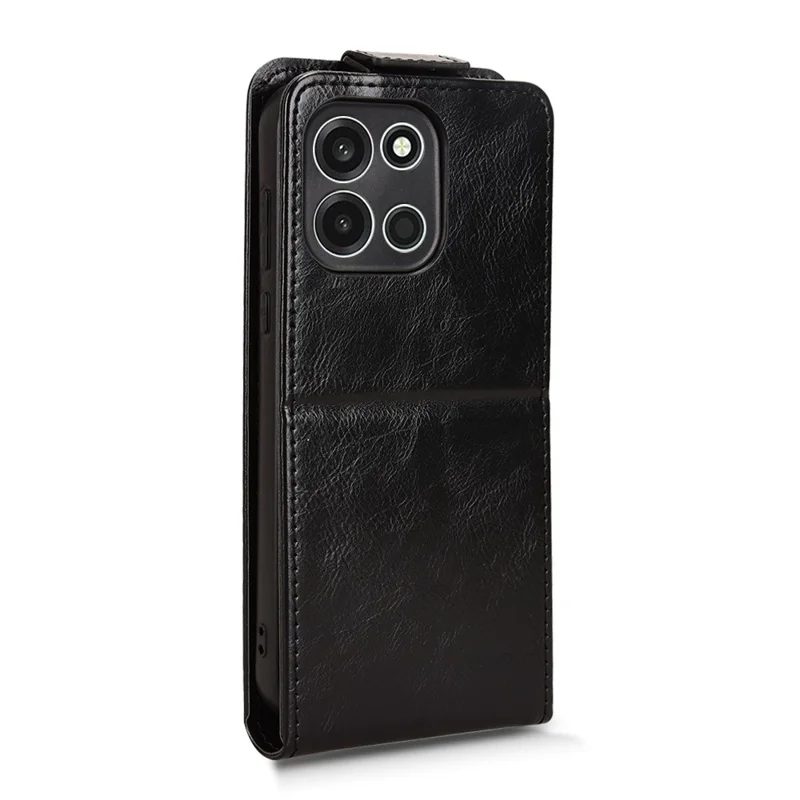 For OnePlus Turbo 6 5G Stand Case Magnetic Clasp Vertical Flip Leather Phone Cover with Card Holder - Black