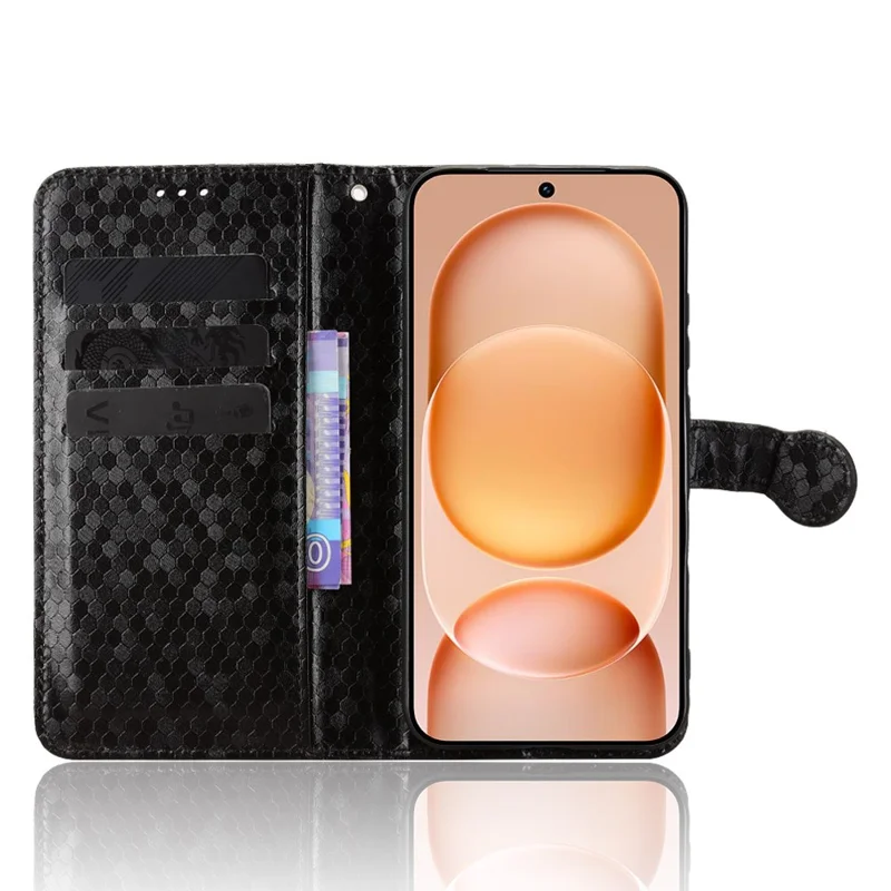 Capa Carteira para Honor Magic8 Pro Air 5G com Estampa de Padrão de Pontos, Capa de Couro PU com Alça de Pulso - Preto