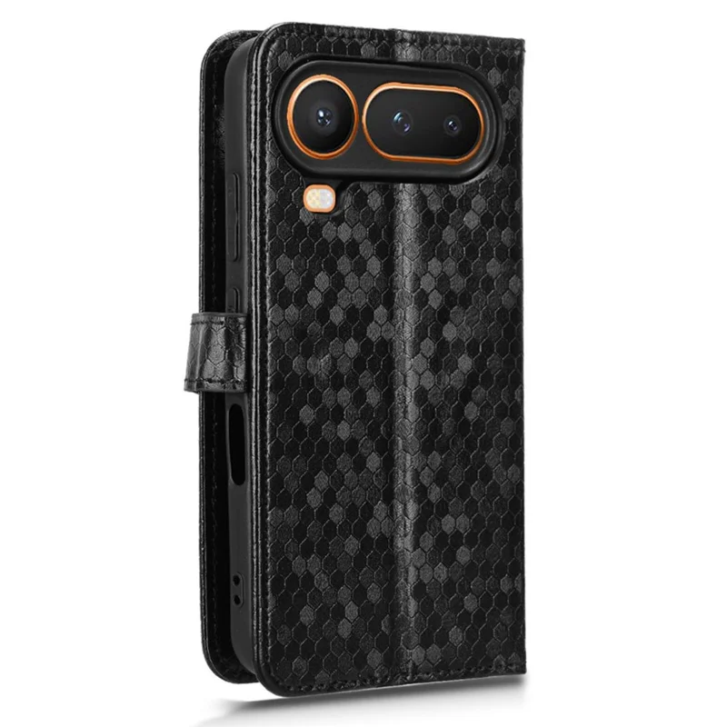 Capa Carteira para Honor Magic8 Pro Air 5G com Estampa de Padrão de Pontos, Capa de Couro PU com Alça de Pulso - Preto