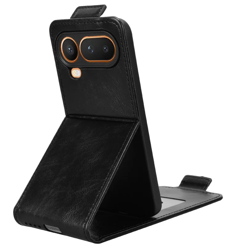 Étui support pour Honor Magic8 Pro Air 5G, étui à rabat vertical magnétique en cuir avec porte-cartes - Noir