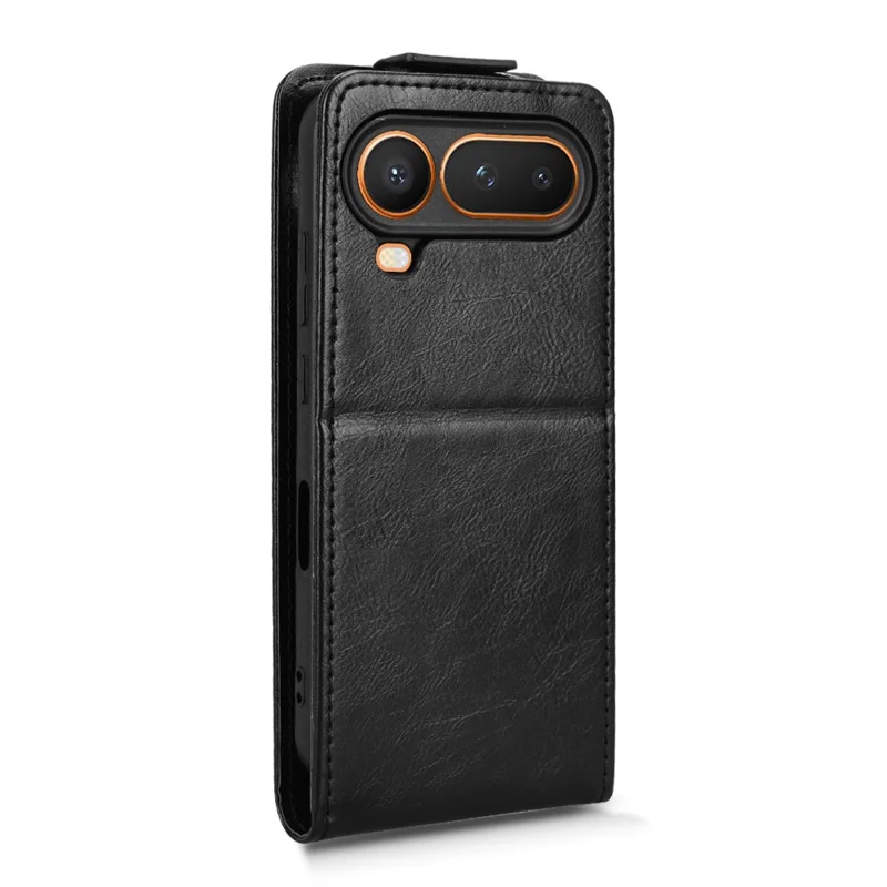 Étui support pour Honor Magic8 Pro Air 5G, étui à rabat vertical magnétique en cuir avec porte-cartes - Noir