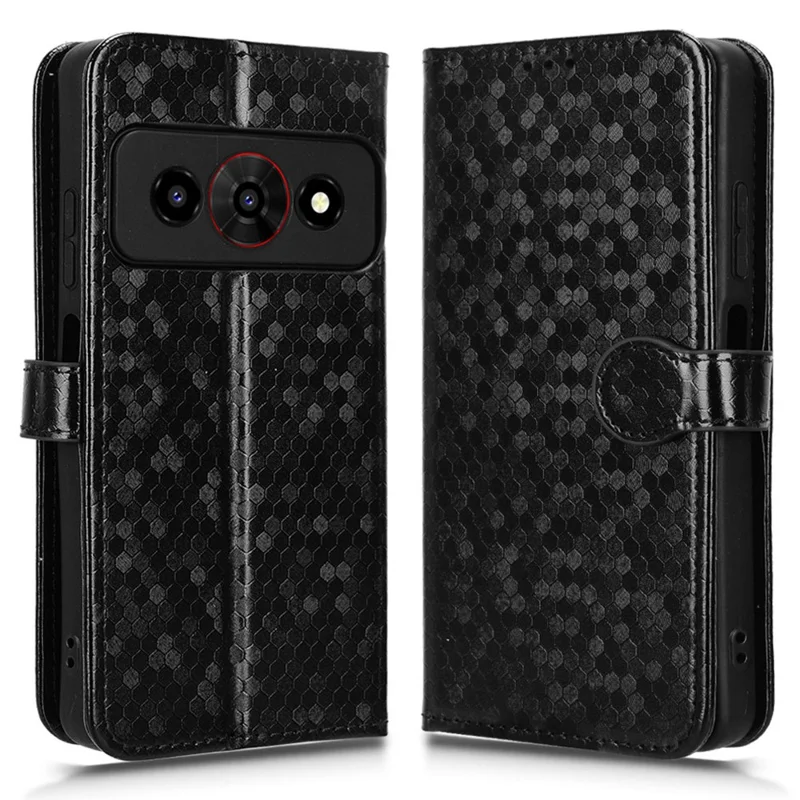 Étui portefeuille pour ZTE Nubia P7 Pro 5G / Optus X Value 5G avec motif à pois, housse en cuir PU avec dragonne - Noir