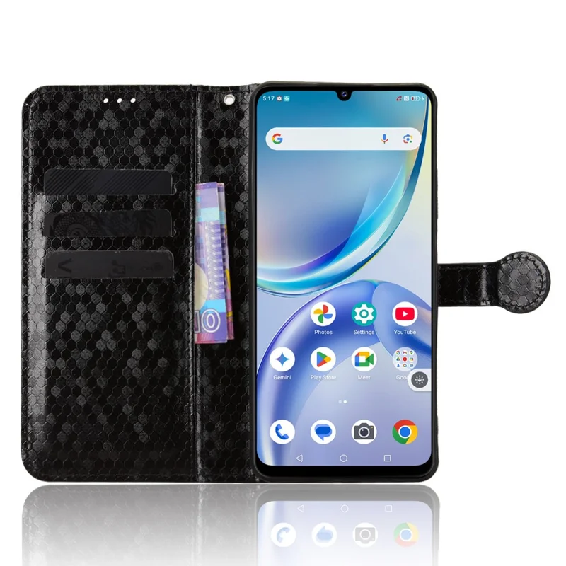 Étui portefeuille pour ZTE Nubia P7 Pro 5G / Optus X Value 5G avec motif à pois, housse en cuir PU avec dragonne - Noir