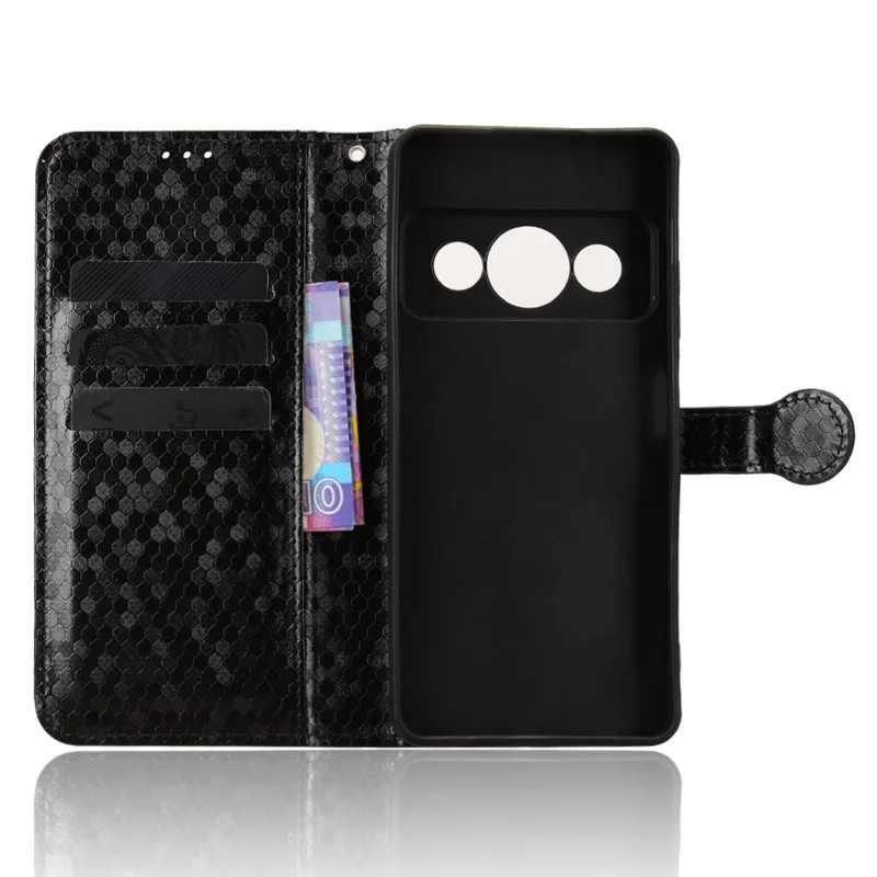 Étui portefeuille pour ZTE Nubia P7 Pro 5G / Optus X Value 5G avec motif à pois, housse en cuir PU avec dragonne - Noir