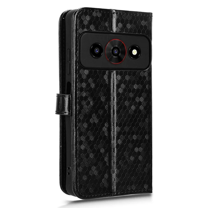 Étui portefeuille pour ZTE Nubia P7 Pro 5G / Optus X Value 5G avec motif à pois, housse en cuir PU avec dragonne - Noir