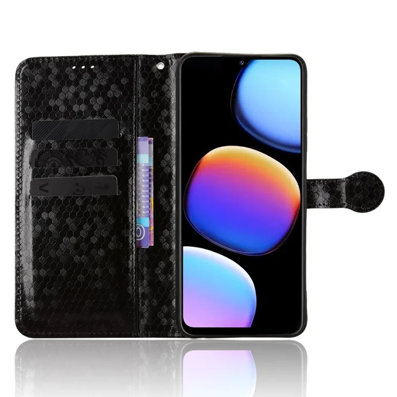 Étui portefeuille pour ZTE nubia V80 Max 4G avec motif à pois, housse en cuir PU avec impression de points et dragonne - Noir