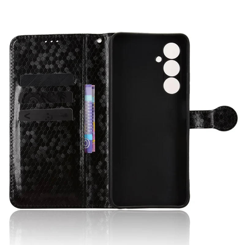 Étui portefeuille pour ZTE nubia V80 Max 4G avec motif à pois, housse en cuir PU avec impression de points et dragonne - Noir