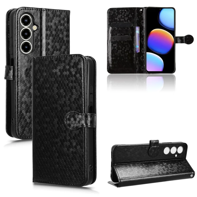 Étui portefeuille pour ZTE nubia V80 Max 4G avec motif à pois, housse en cuir PU avec impression de points et dragonne - Noir