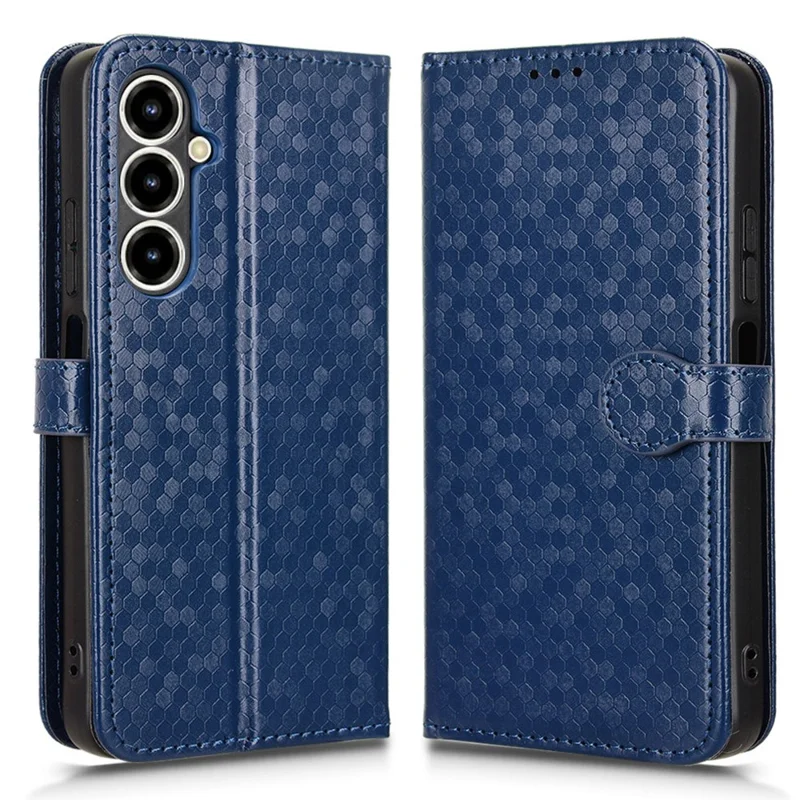 For ZTE nubia V80 Max 4G Wallet Case Dot Pattern Imprint PU Leather Phone Cover with Wrist Strap - Dark Blue
