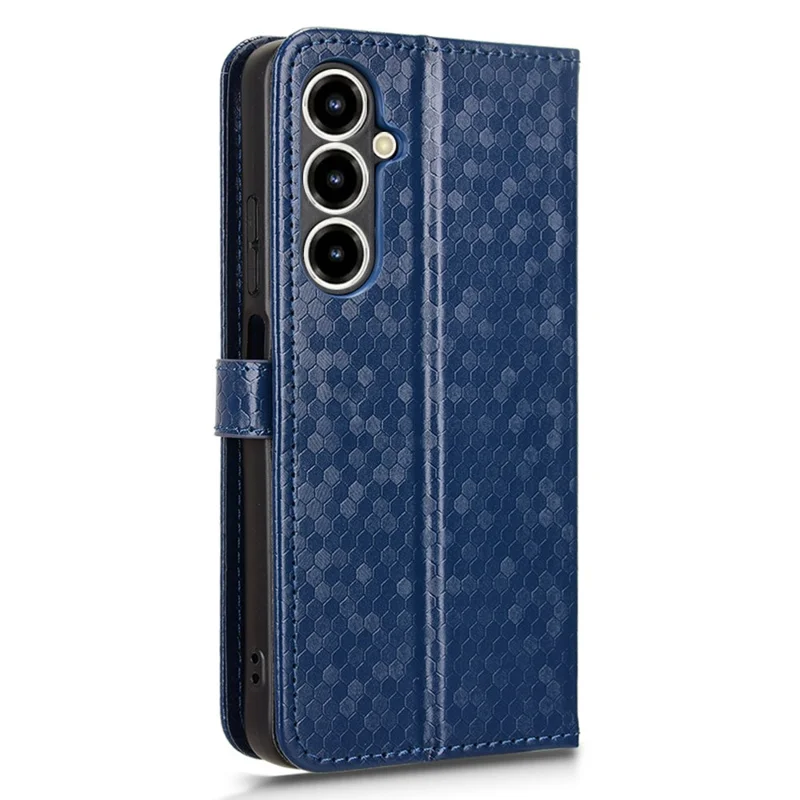 For ZTE nubia V80 Max 4G Wallet Case Dot Pattern Imprint PU Leather Phone Cover with Wrist Strap - Dark Blue