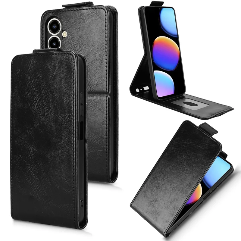 Étui support pour ZTE nubia V80 Max 4G, étui à rabat vertical magnétique en cuir pour téléphone avec porte-cartes - Noir