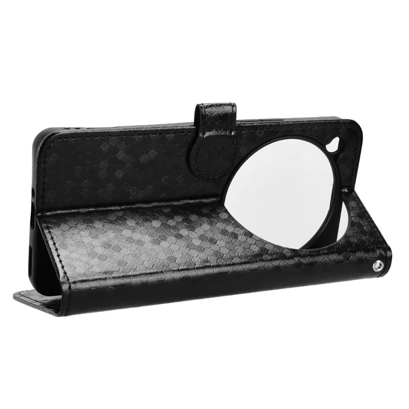 Étui portefeuille pour ZTE nubia Focus 2 Ultra 5G avec motif à pois, housse en cuir PU avec impression de points, dotée d'une sangle de poignet - Noir