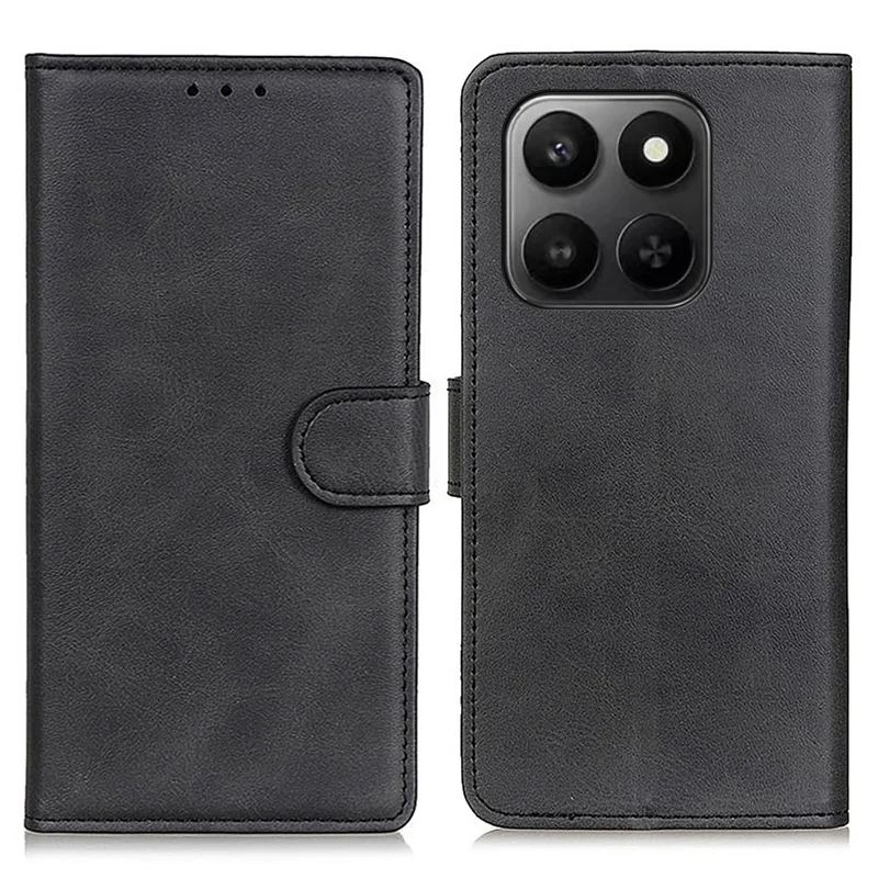 Leather Case For Honor X7d 5G  /  X7d 4G  /  400 Smart 4G  /  400 Smart 5G Cowhide Texture Wallet Stand Phone Cover - Black