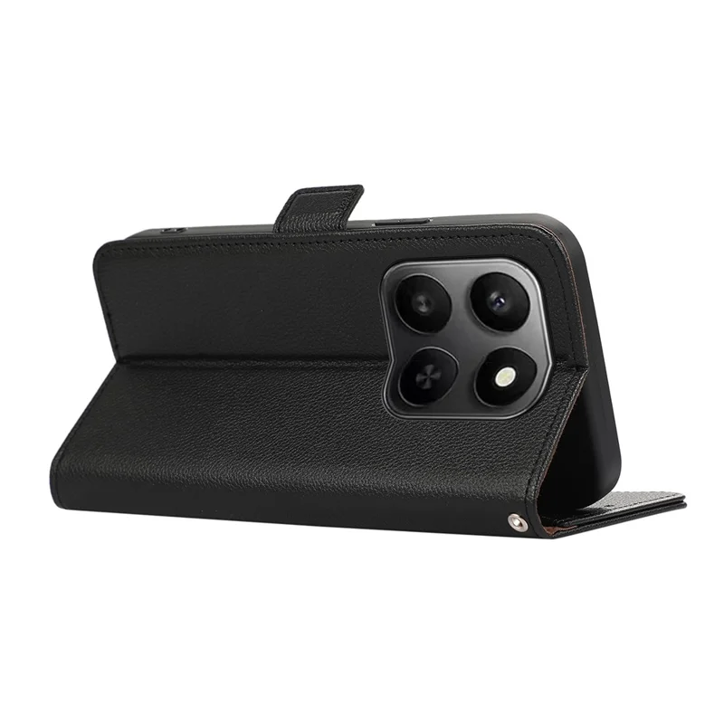 ABEEL Leather Case For Honor X7d 5G  /  X7d 4G  /  400 Smart 4G  /  400 Smart 5G Litchi Texture RFID Blocking Phone Cover - Black