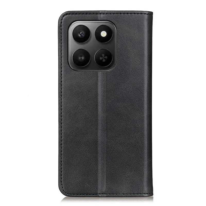 Wallet Case For Honor X7d 5G  /  X7d 4G  /  400 Smart 4G  /  400 Smart 5G Cowhide Texture Split Leather Flip Phone Cover - Black