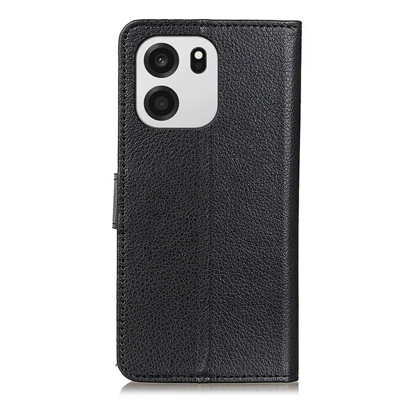 For OnePlus Turbo 6 5G  /  6V 5G Wallet Case PU Leather Phone Cover Litchi Texture - Black