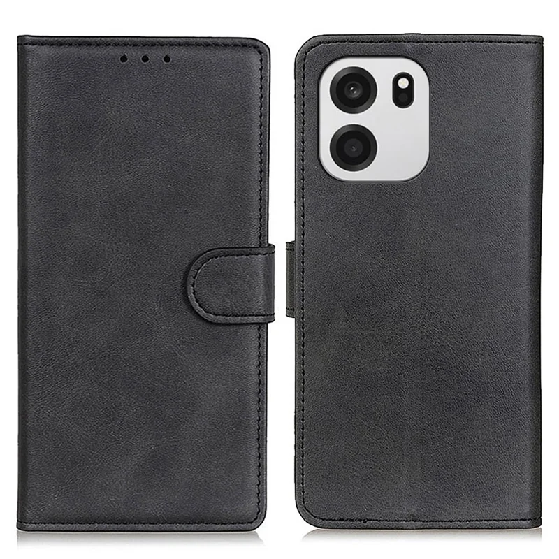 For OnePlus Turbo 6 5G  /  6V 5G Case Cowhide Texture Leather Wallet Stand Phone Cover - Black