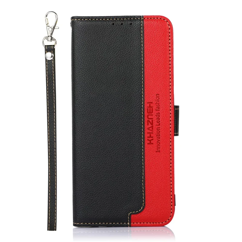 KHAZNEH For OnePlus Turbo 6 5G  /  6V 5G Case RFID Blocking Wallet Litchi Texture PU Leather Phone Cover with Strap - Black