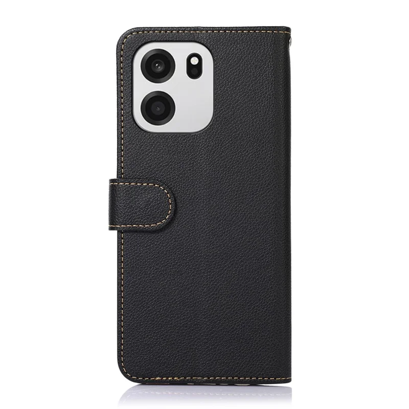KHAZNEH For OnePlus Turbo 6 5G  /  6V 5G Case RFID Blocking Wallet Litchi Texture PU Leather Phone Cover with Strap - Black