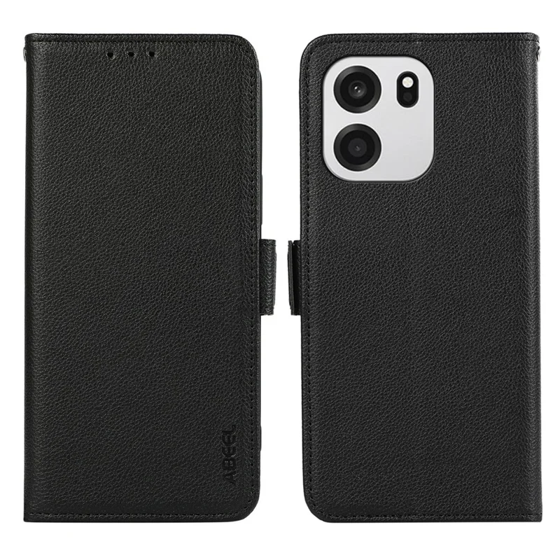 ABEEL For OnePlus Turbo 6 5G  /  6V 5G Case Litchi Texture Leather RFID Blocking Phone Cover - Black