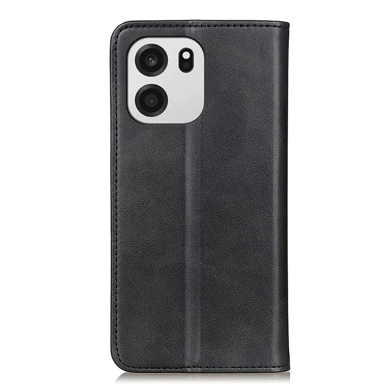 For OnePlus Turbo 6 5G  /  6V 5G Case Cowhide Texture Split Leather Flip Wallet Phone Cover - Black