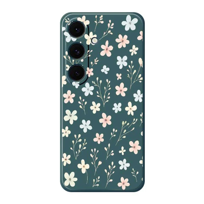 For Samsung Galaxy A37 5G Case Small Flower Branches Pattern Printing Straight Edge TPU Phone Back Cover - Green