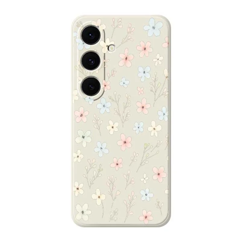 For Samsung Galaxy A57 5G Case Small Flower Branches Pattern Printing Straight Edge TPU Phone Back Cover - Beige