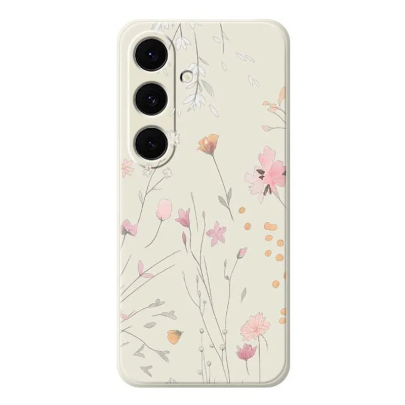 Fluweelzachte TPU-telefoonhoesje met Bloemenpatroon voor Samsung Galaxy S26+ - Beige