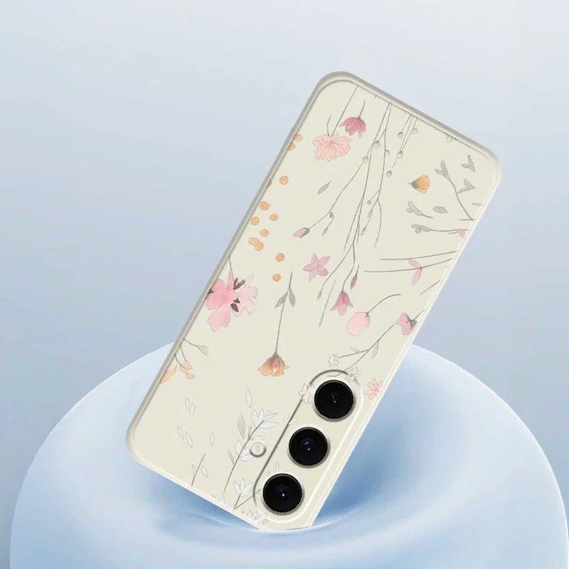 Fluweelzachte TPU-telefoonhoesje met Bloemenpatroon voor Samsung Galaxy S26+ - Beige
